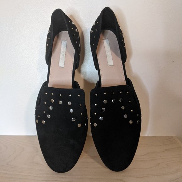 H&M Studio Black Suede Slip On Studded Flats - Picture 4 of 4